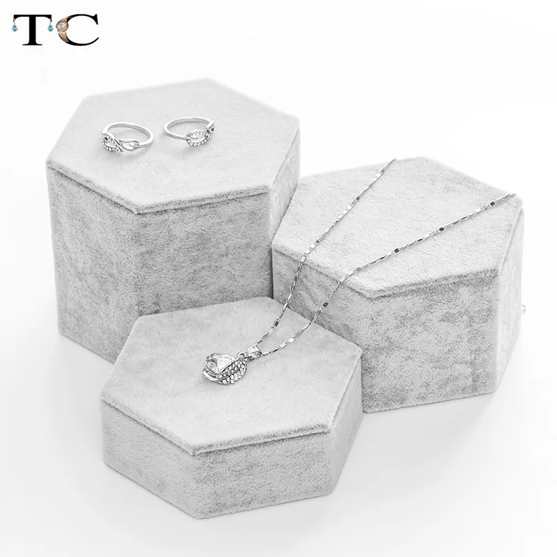 Серый бархатный стенд для ювелирных изделий подставка ожерелья кольца сережек