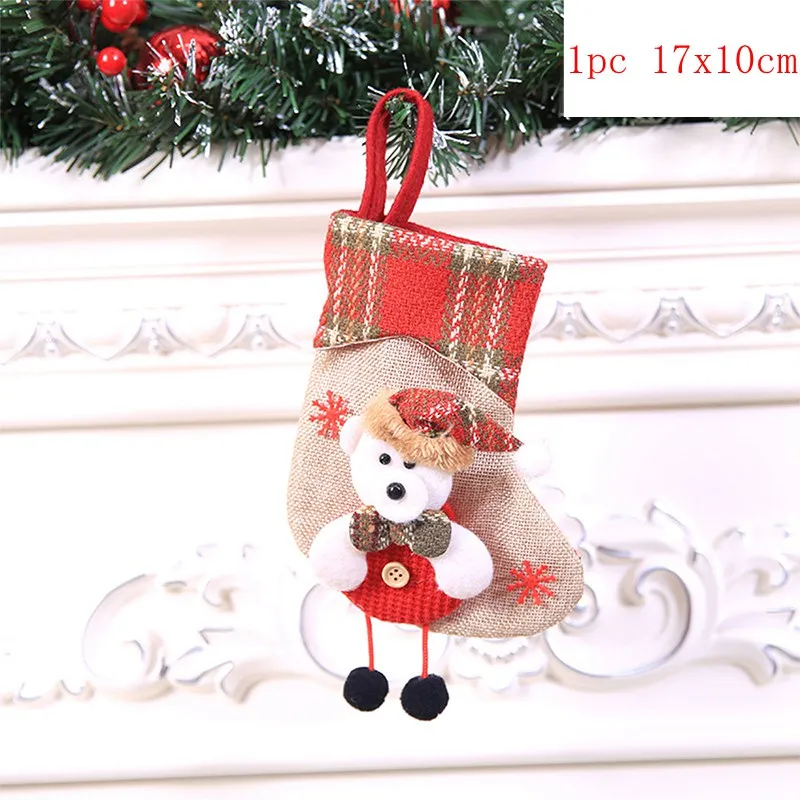 5pc 17x10cm Рождественские чулки, носки, кошка, собака, лось, Navidad, год, мешок для конфет Рождество, украшения, рождественские елки, вечерние подарочные сумки для детей - Цвет: 5pc 17x10cm
