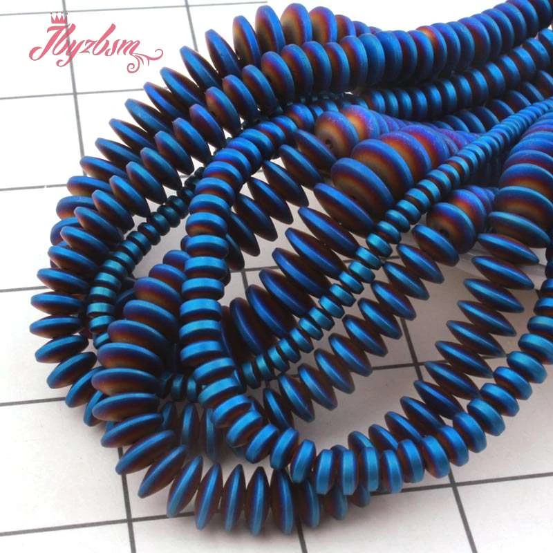 Rondelle синий гематит бусины Фрост рыхлый натуральный камень для самостоятельного