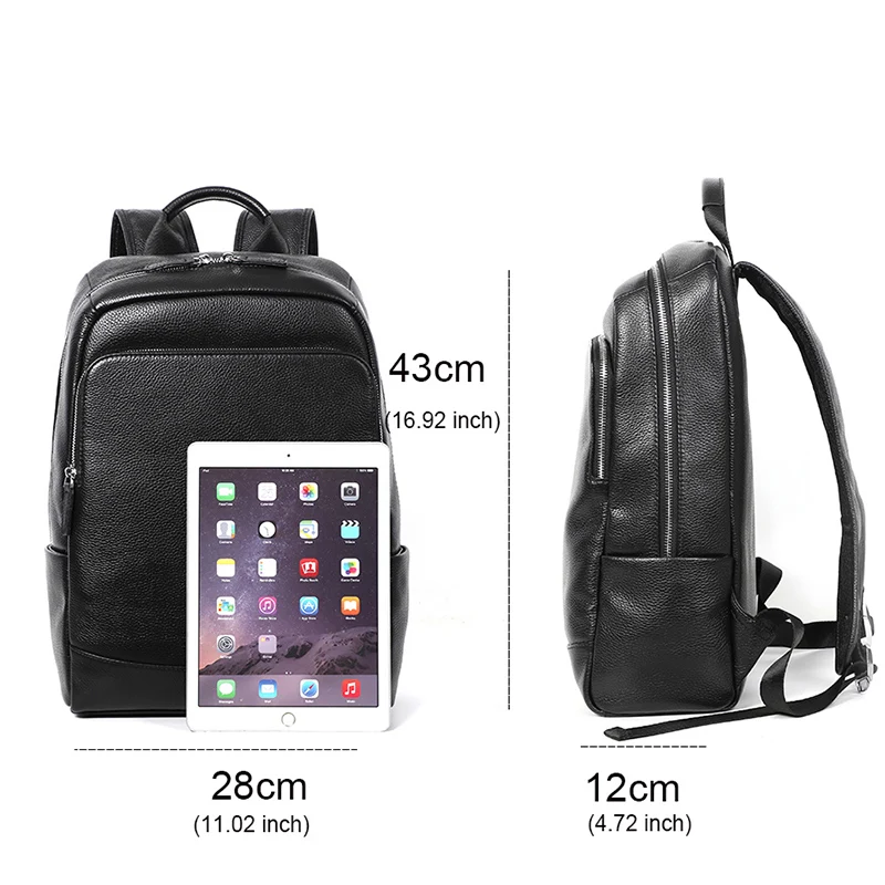 Мужской водонепроницаемый рюкзак из натуральной кожи для ноутбука 100%