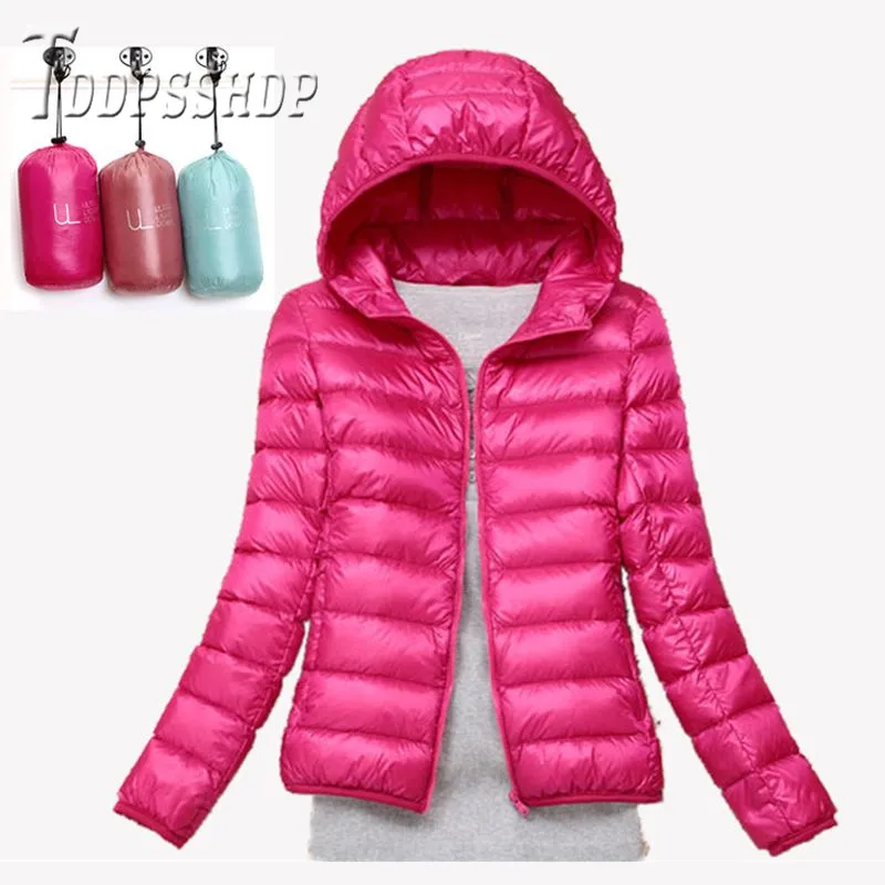 

2019 Lightweight Candy Color Women Down Coat Hooded Short Style Female Warm Jacket
