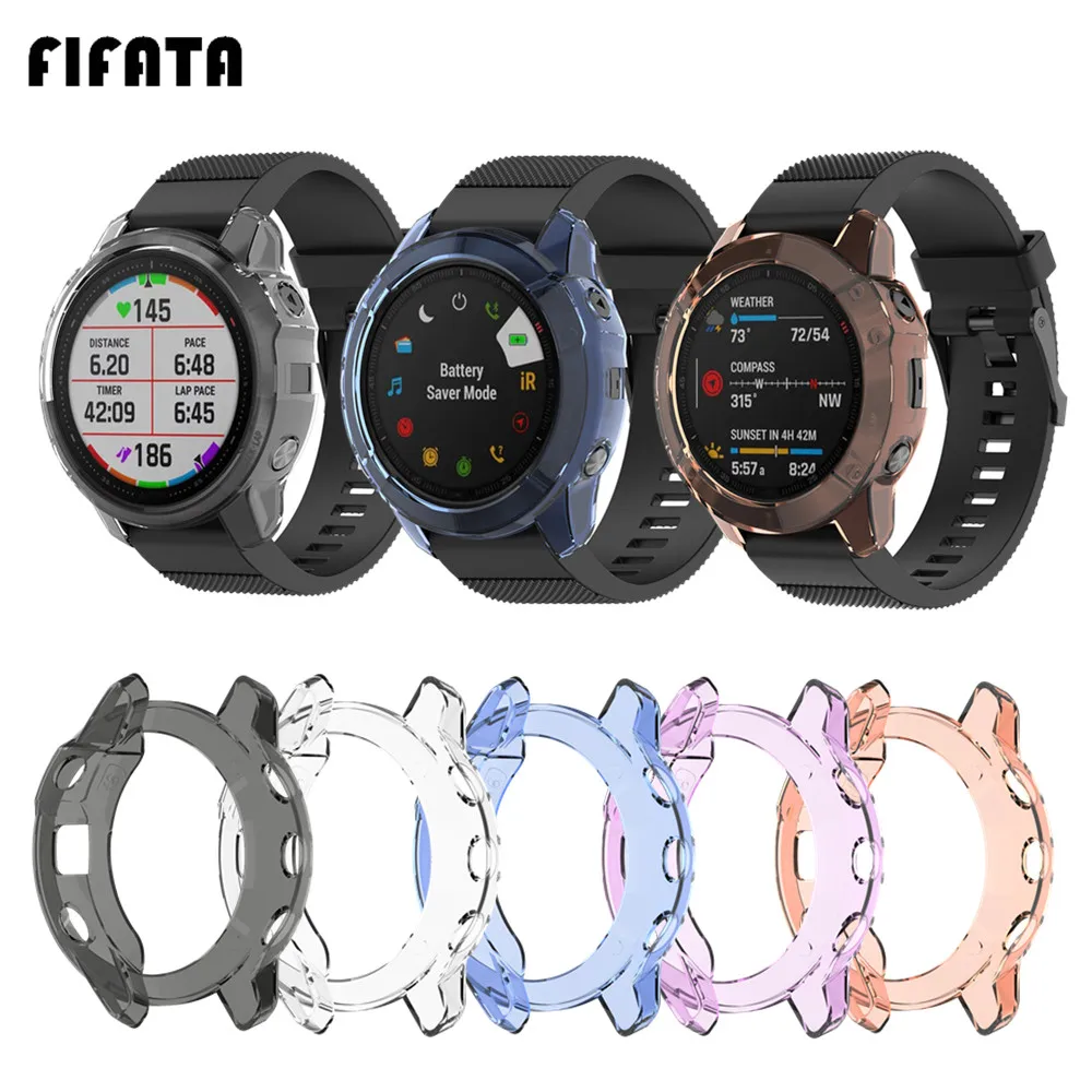 Защитный чехол для Garmin Fenix 6 6S 6X мягкий силиконовый прозрачный из ТПУ часов Pro/6S Pro/6X