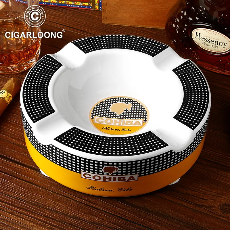 Фото Пепельница для сигар COHIBA, керамическая, модная декоративная пепельница для гостиной, большой резервуар для сигар, пепельница с 4 отделениям... №5