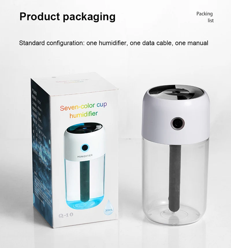 

Humidifier Colorful Cup Large Amount Of Fog Desktop Silent Night Light Atomization Portable Car Moisturizing Water Meter