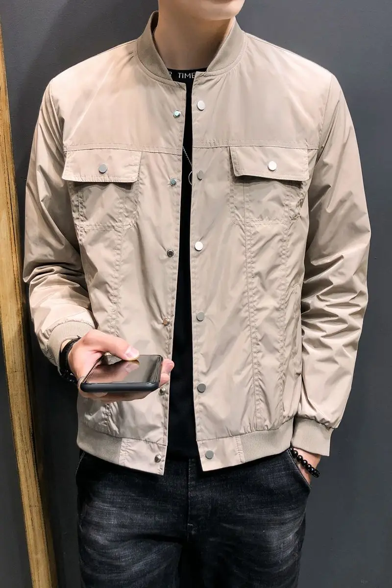 

2021 Nylon Thin Jacket Spring Fashion Men's Coat Slim Top And Casual Windbreaker Streetwear Clothes The New Listing