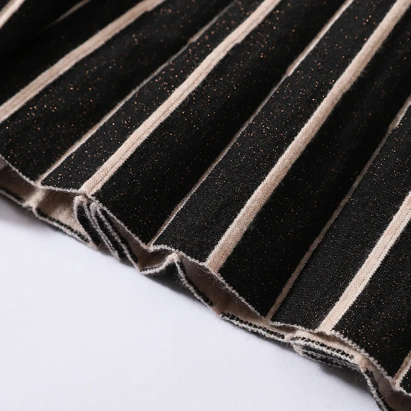 Женская трикотажная юбка в полоску осенне зимняя офисная эластичная с высокой