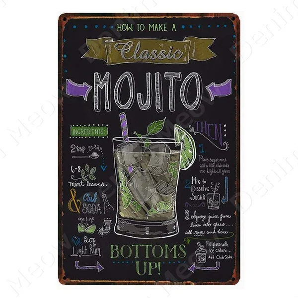 

Tiki Bar Open Summer Beer Retro Metal Tin Signs Mojito Martini Cuba Libre Cocktail Plaque Pub Bar Art Stickers Wall Decor