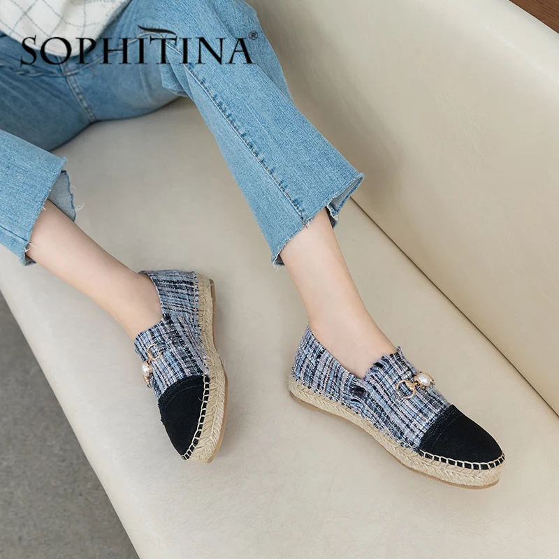 SOPHITINA Casual Women' s Flats Patchwork Design Metal Pearl Decoration Slip-On Comfortable Daily Shoes High Quality PO488 | Обувь