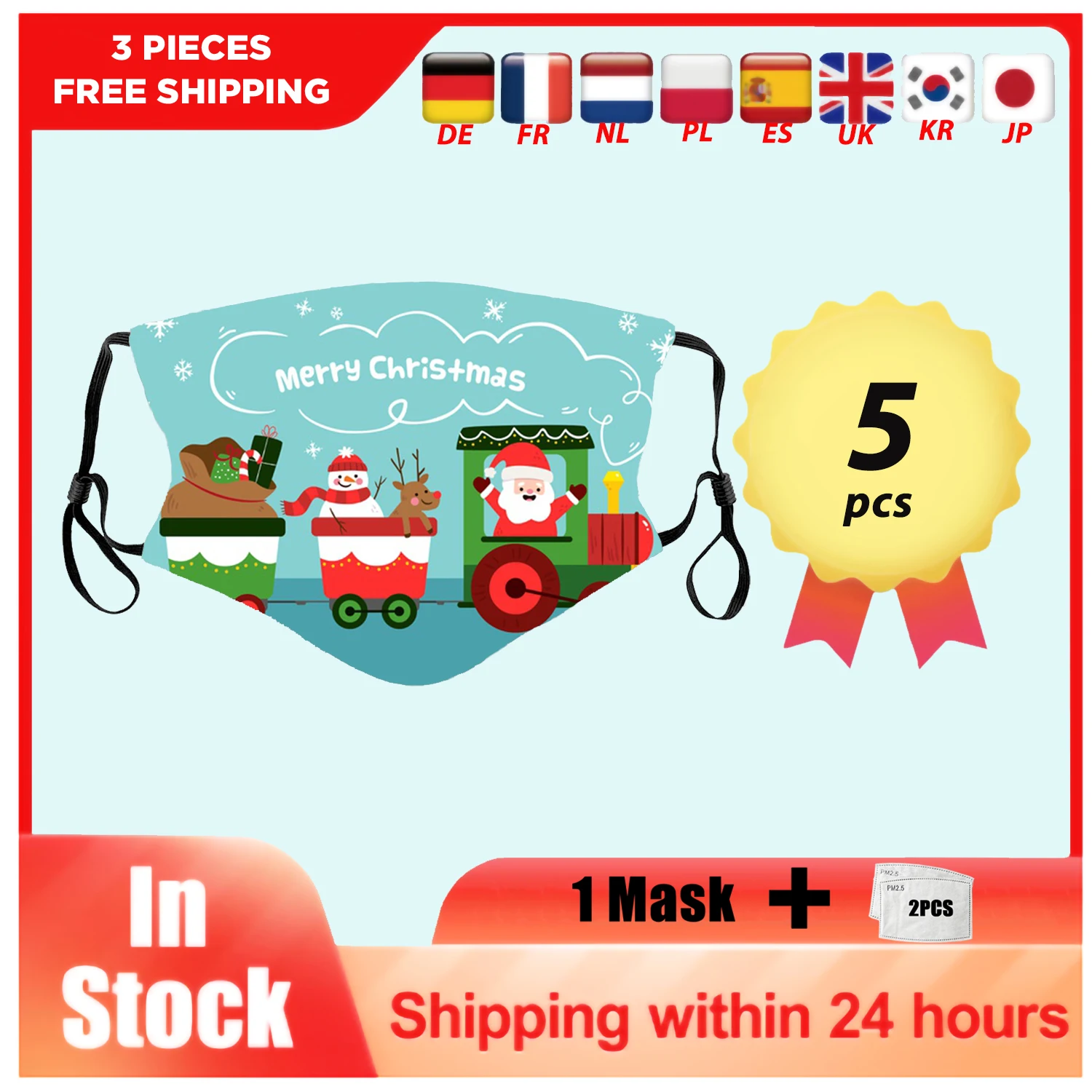 

Kawaii Cute Reindeer Printing Man And Woman Mask 3D Mask Winter Warm Masks Pack Hot Sale Washable Dust Mask Rusable Face Mask