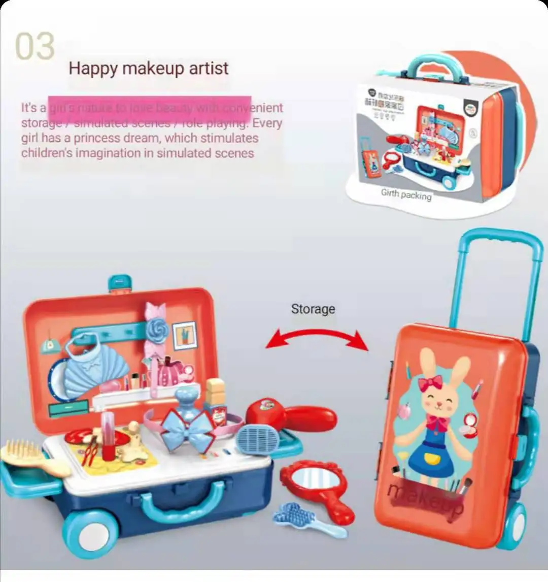 

Children's home kitchen toys simulation girl beauty hand tools kitchen utensils and cutlery Trolley Case Medical set