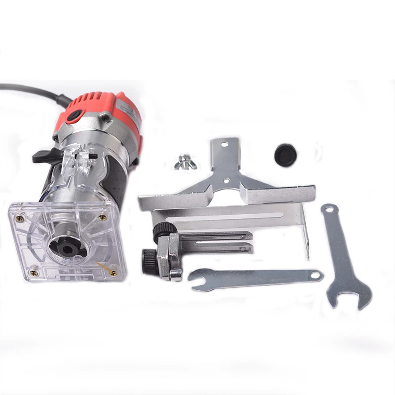 

800W Electric Hand Trimmer + Adjustable Balance Trimmer Base Shield Wood Work Shank Trim Router Edge Molding Woodworking Tool