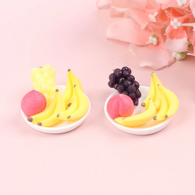 

6 шт./набор, куклы для кукольного домика, лоток для фруктов, Виноградов, овощей, миниатюрный реквизит