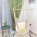 Холщовый подвесной гамак, подвесное кресло-качели из хлопковой веревки с кисточками, на дерево, для внутреннего дворика, сада, спальни, безопасное подвесное кресло