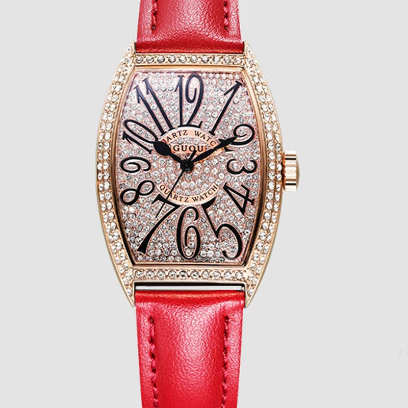 Женские Кварцевые Часы Guou полностью Стразы со звездами Классические наручные