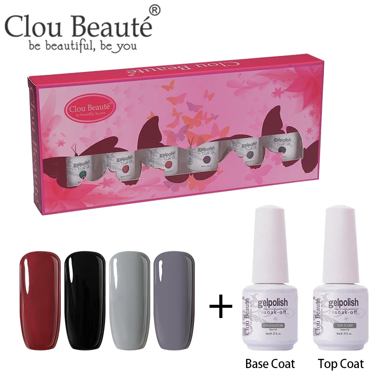 ZH42 Clou Beaute 6 шт./компл. гель для ногтей профессиональная эмаль стойкий растворимый лак гель лак-основа верхнее покрытие Набор для украшения ногтей - Цвет: ZH42