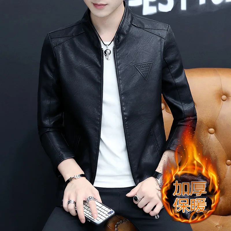 Мужская куртка из искусственной кожи с искусственным мехом для деловой зимы S 4XL