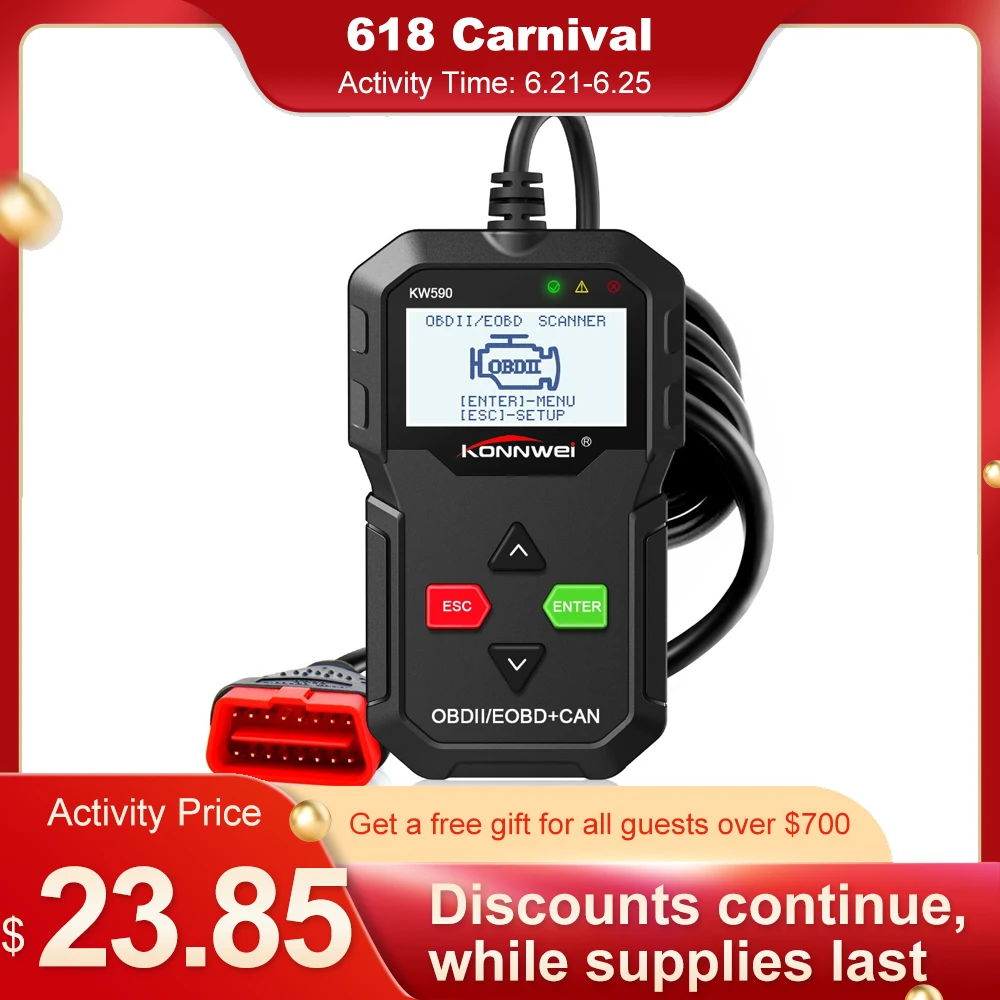 Best ODB OBD2 Scanner KONNWEI KW590 Car Diagnostic Multi language Code Reader OBDII Russian Better Than AD310|Диагностические