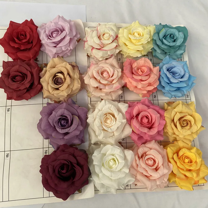 

11cm Large Rose Head Imitation Flower Home Garden Potted Wedding Artificial Flower Wall Background Decorative Cloth Flower