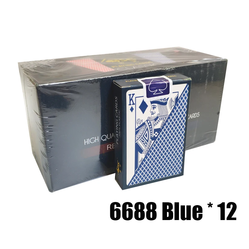 6688 Blue 12 Deck 1 коробка/12 колода качество водонепроницаемый ПВХ пластиковые игральные карты набор тренд покер классические фокусы белый покер карты коробка-Упакованные - Цвет: 6688 Blue 12 Deck
