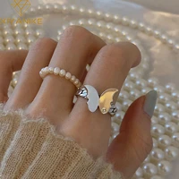xiyanike silver color 2021 new korean distressed three dimensional butterfly ring open index finger female unique design