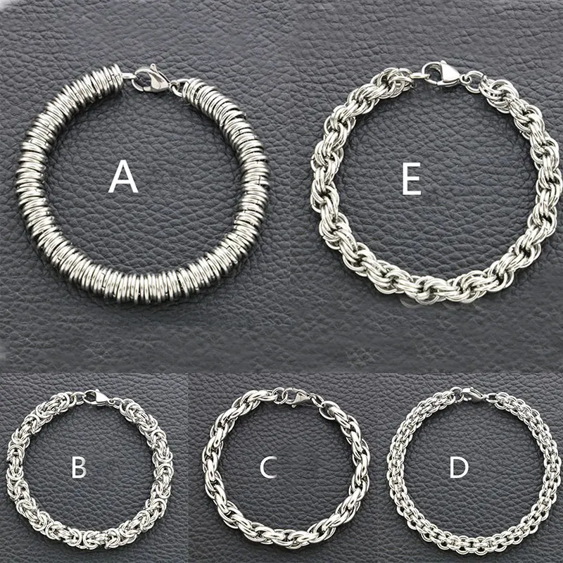 Модный серебряный браслет с цепочкой для женщин и мужчин из нержавеющей стали
