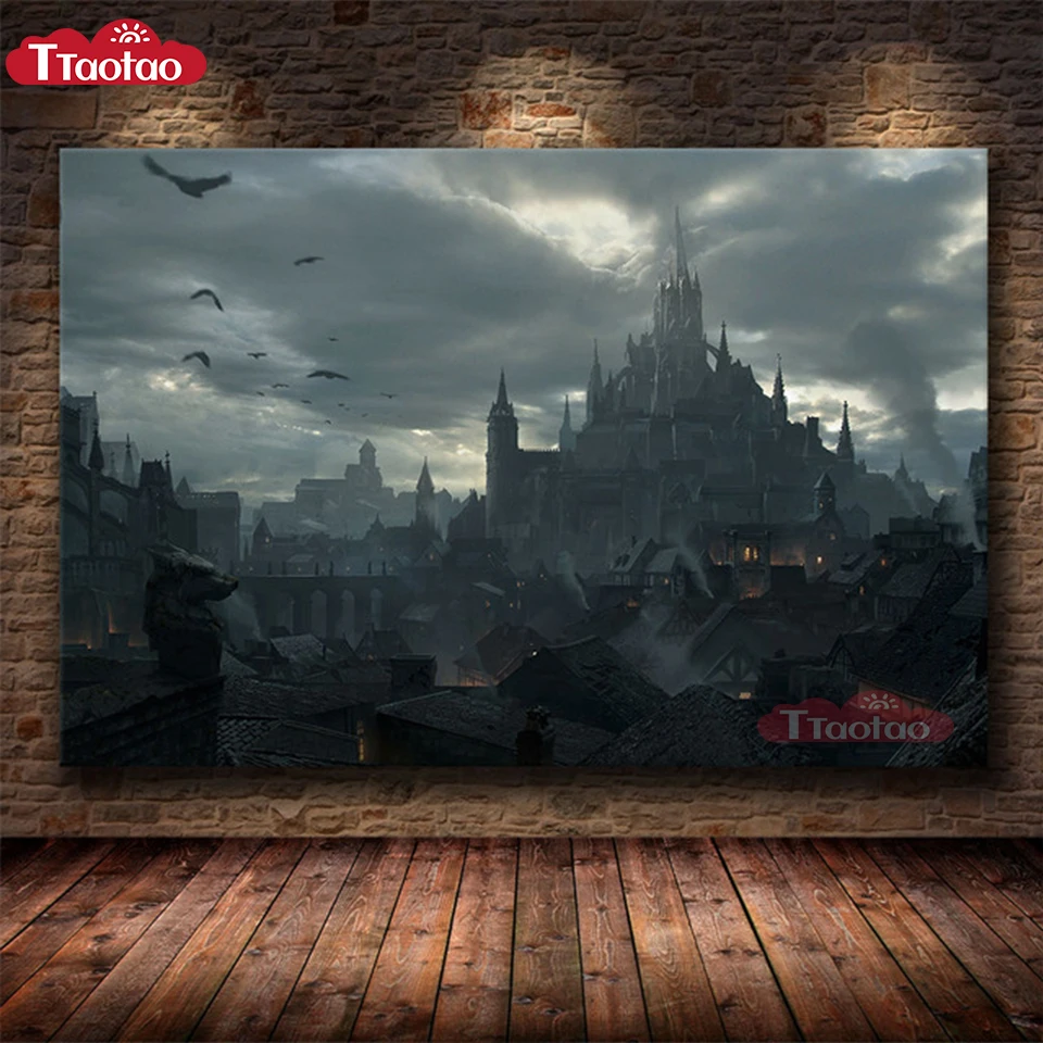 

Распродажа 5D алмазная живопись декоративный плакат Темный зимний город Сделай Сам Вышивка крестиком Мозаика полная вышивка зима близится