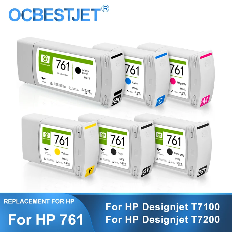 Online Hp 761交換用インクカートリッジhp designjet t7100 t7200プリンター用顔料インク6色