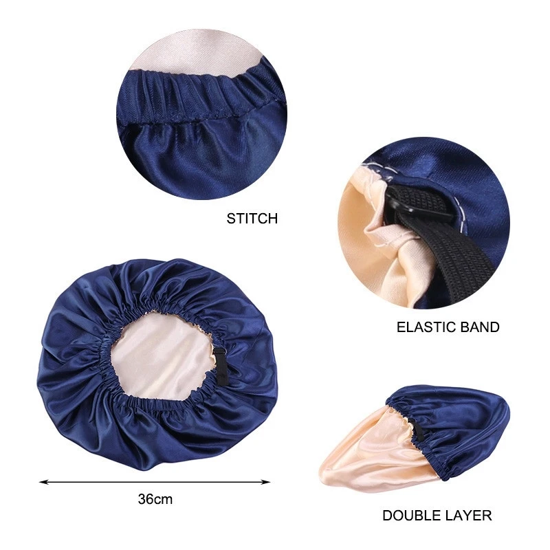 

Satin hair Cap sleep invisible flat head adjustment buckle shower cap ladies headdress etiquette hair care round cap