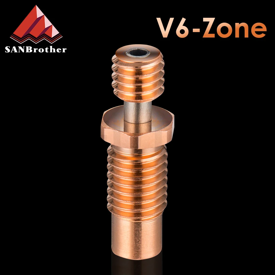 

3D Matadors NF V6-Zone Heat Break Copper & Aerospace Materials 3D Printer Nozzle Throat For Voron 1.75mm V6 Hotend Heater Block