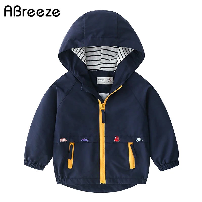 Ветровка на молнии для мальчиков синяя желтая куртка с капюшоном весны и