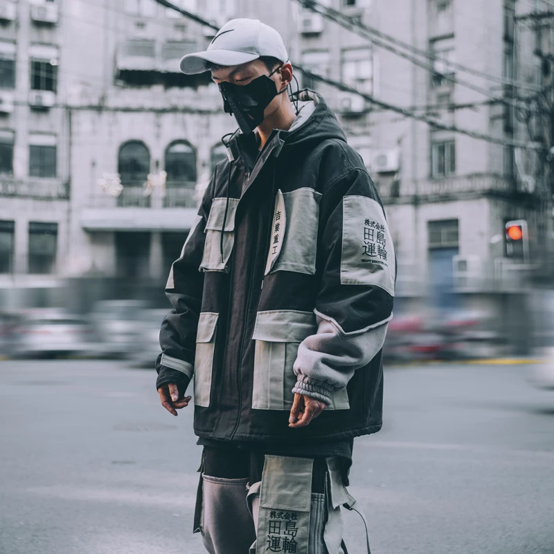 2019 Мужская Уличная зимняя утепленная куртка с вышивкой ветровка Harajuku теплые