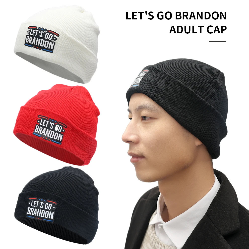 

LET'S GO BRANDON Cap USA Election Beanies Hat for Men Women FJB Keep Warm Fashion Knitted Winter Hat Hip-hop Skullies Cold Hat