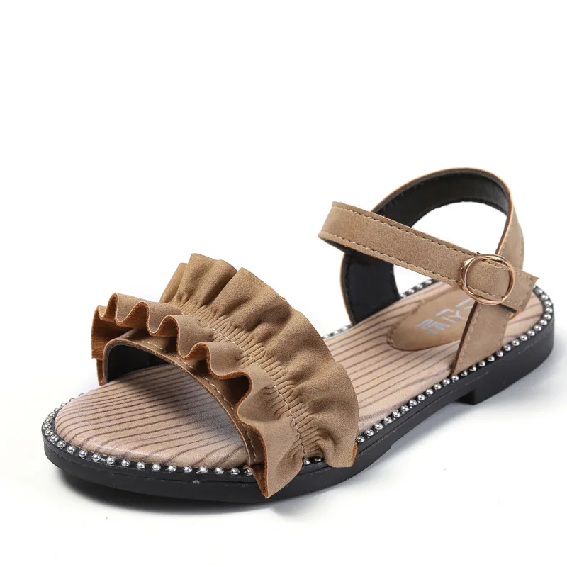 Toddler Kids Sandals Baby Girls Pearls Crystal Ruffles Princess Shoes Slippers Comfortable Casual Summer | Детская одежда и обувь