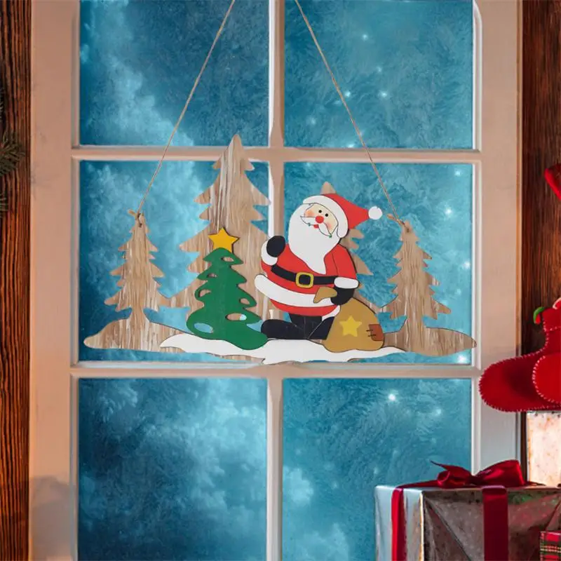 

Santa Claus Door Wood Hanging Pendant Christmas Decoration For Family Christmas Navidad Noel Gift New Year 2022 Decoration