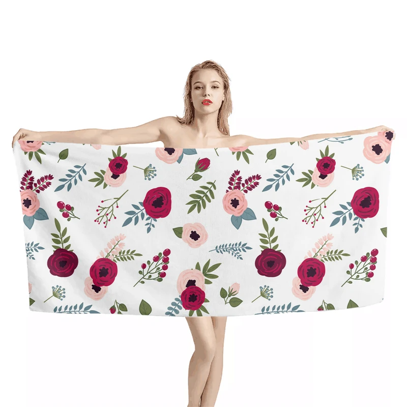

New Flowers Printed Soft Bath Towel Bathroom Microfiber Beach Towel for Adults Kids Beach Mat Cartoon toalla 75x150cm