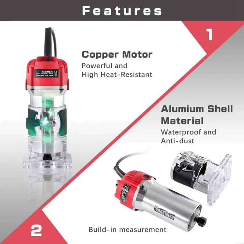 Ручной фрезерный станок для деревообработки 800 Вт портативный Электрический