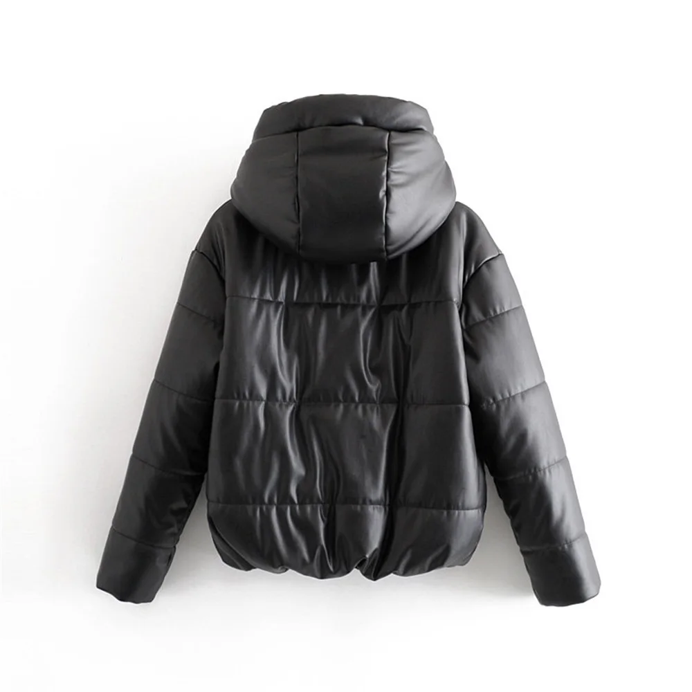 Женская куртка с капюшоном и длинным рукавом Aw2019 из искусственной кожи