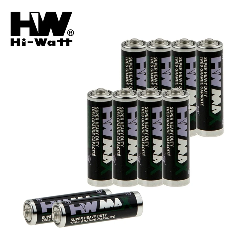 

10Pcs Hi-Watt R6P 1.5V AA R6P UM3 MN1500 E91 Battery Dry Battery Super Heavy Duty 2A Batteries for Radio Toys etc remote control