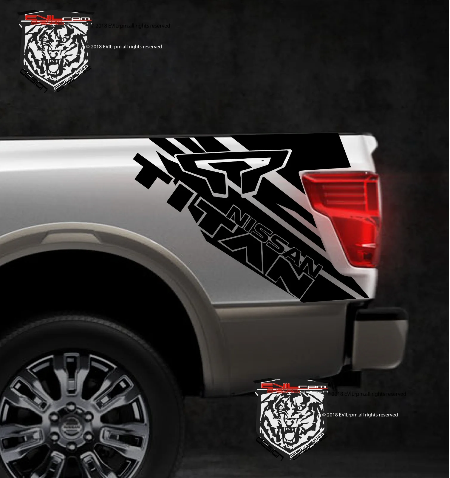 

For 1Set/2Pcs Side truck bed box graphic vinyl Decal Sticker Kit for NIssan TITAN 2015-2017 gt