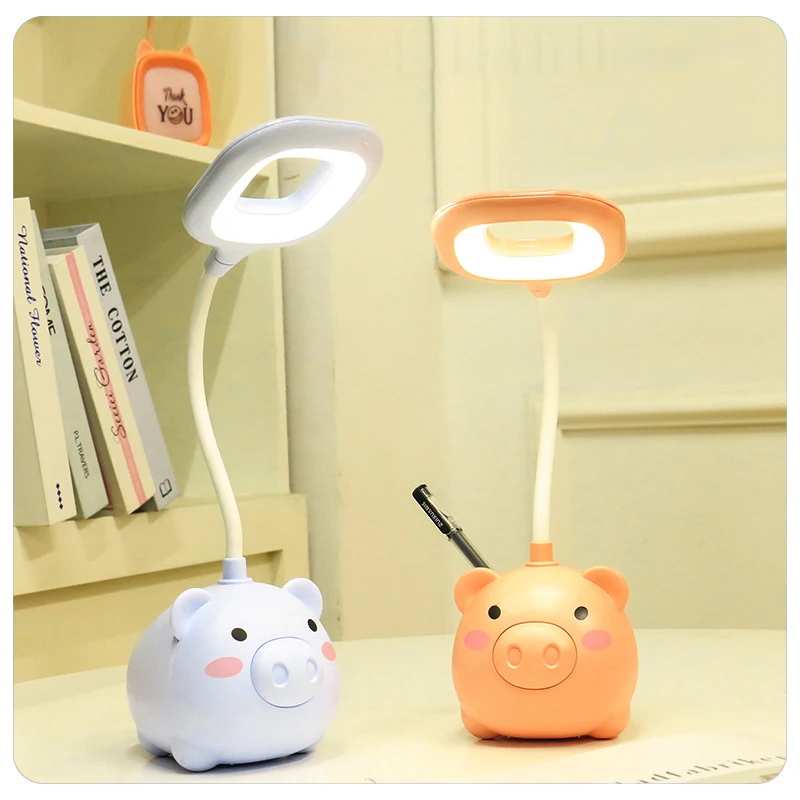 

Настольная лампа с Usb-зарядкой, милый мультяшный детский держатель для ручек, светодиодный светильник для защиты глаз, настольная лампа с регулируемой яркостью