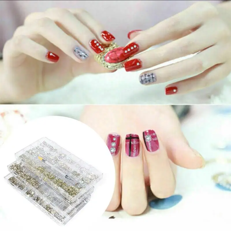 

21 Grid Nail Flat-bottomed Special-shaped Size Mixed Set Double-point Rhinestone Pen Drill Z3E9