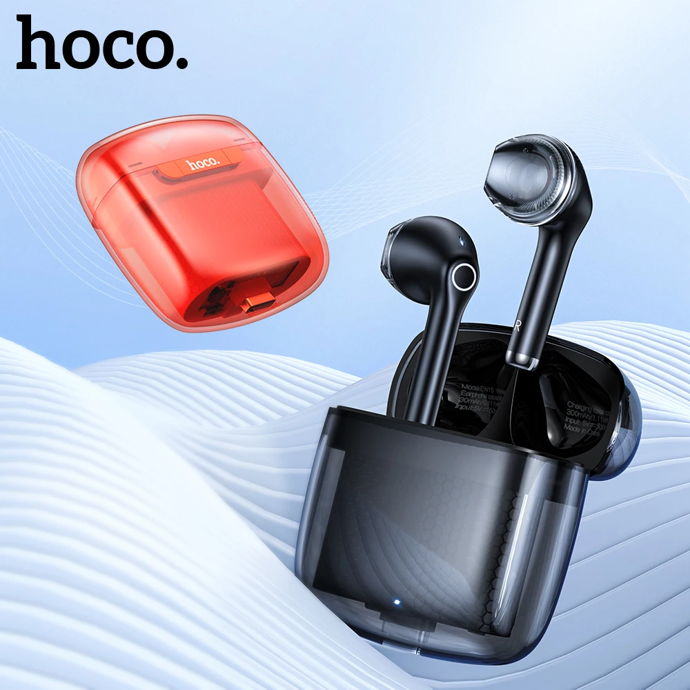 HOCO Translucent True TWS Wireless Bluetooth 5.1 Earphones Noise Cancelling Sports Waterprof Headphones Touch Control Earbuds |