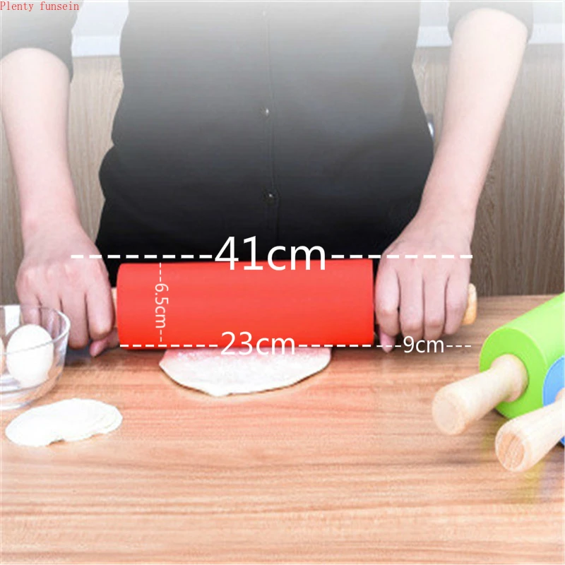 41 см Большой размер рулонный штифт Силиконовая ручка из цельного дерева ролик