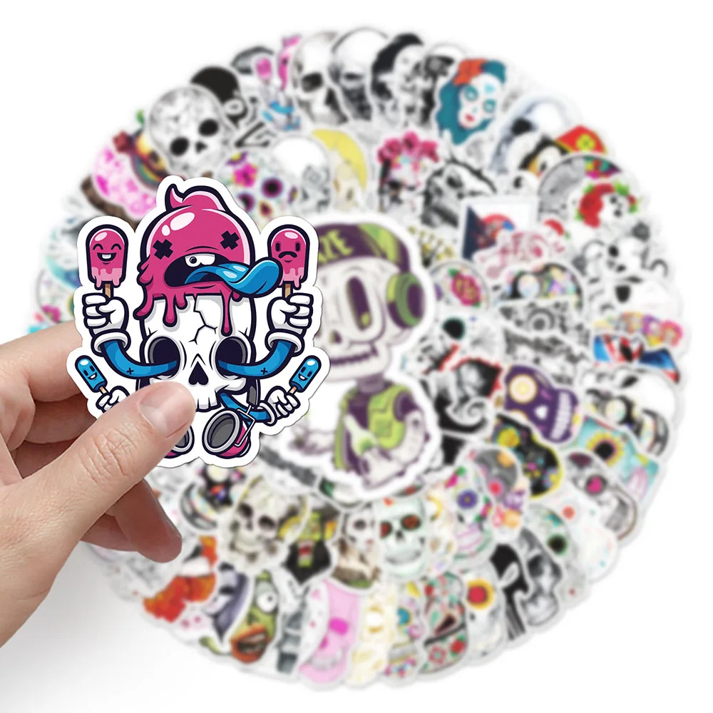 103050100pcs cool horror skull graffiti stickers skateboard guitar laptop phone car computer bike waterproof sticker kid toy free global shipping