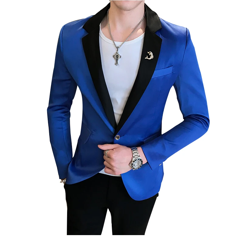 Блейзер Мужской с глубоким V-образным вырезом модная Клубная одежда Формальное