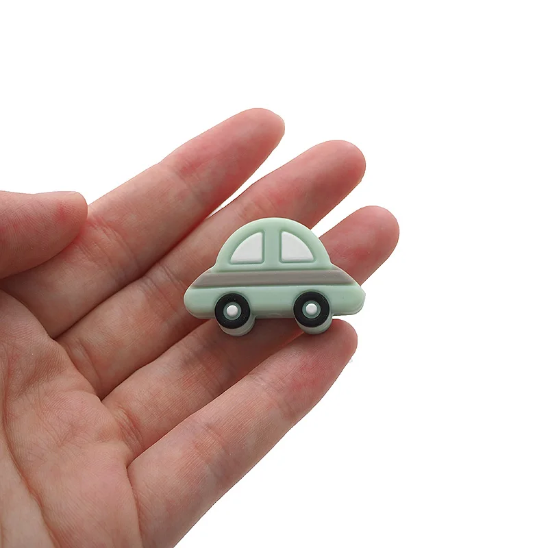 Chenkai-Cuentas de silicona para coche de beb&eacute;, cuidado bucal colorido para reci&eacute;n nacido, mordedor colgante, regalo de ducha, 10 Uds.-3