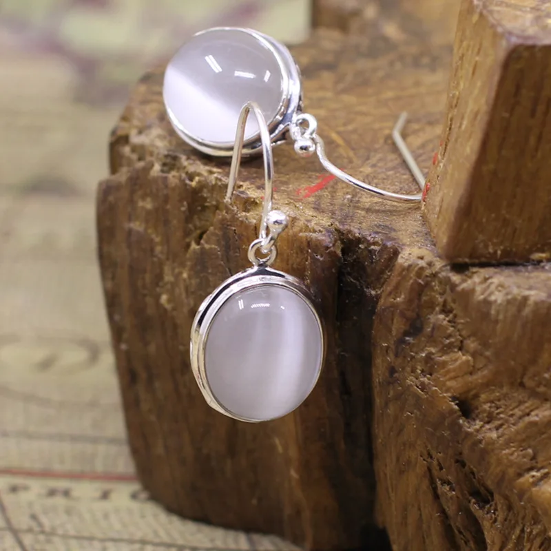 

s925 sterling silver jewelry fashion exquisite lady hollow cat eye earrings