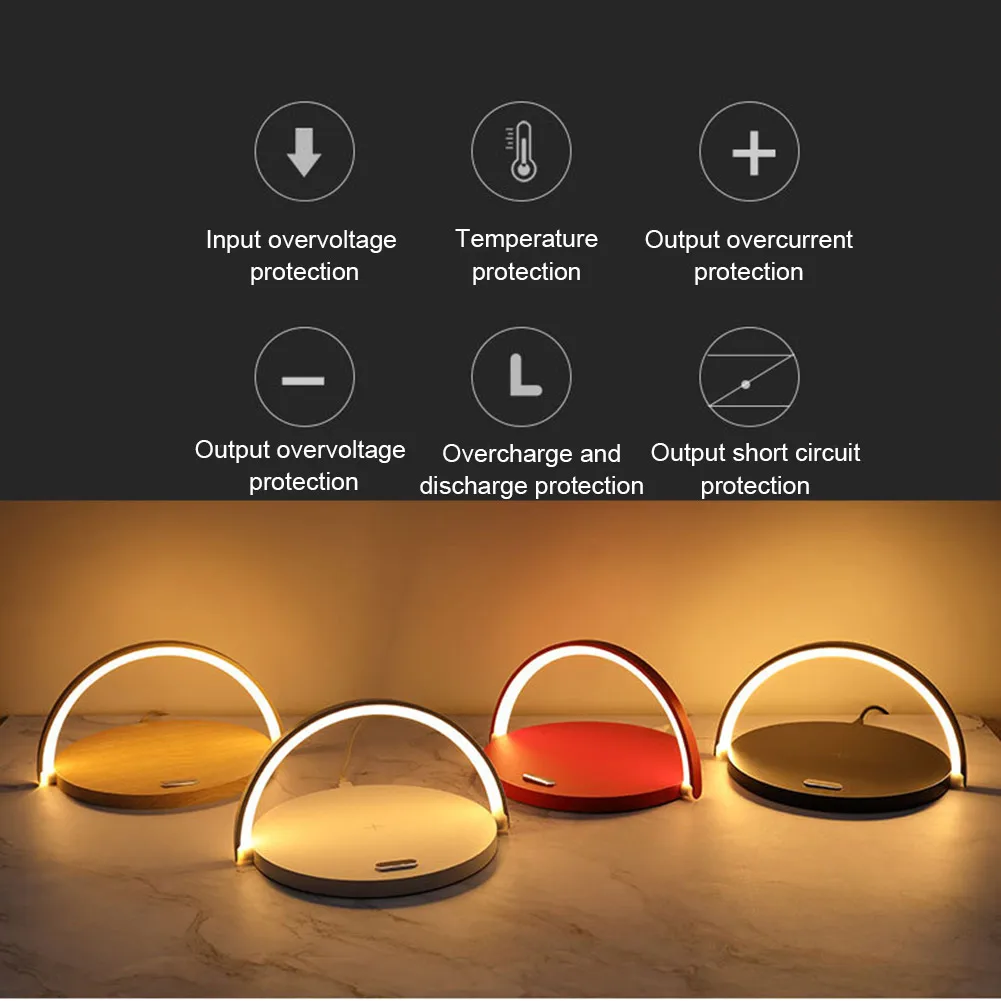 2019 Hot LED Desk Lamp with Qi Fast Wireless Charger USB Chargeable Table Bedside Light Portable L9 #2 | Лампы и освещение