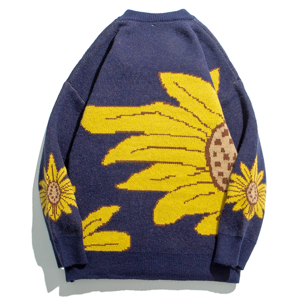 Свитер мужской в стиле хип-хоп пуловер с подсолнухом трикотажный Повседневный