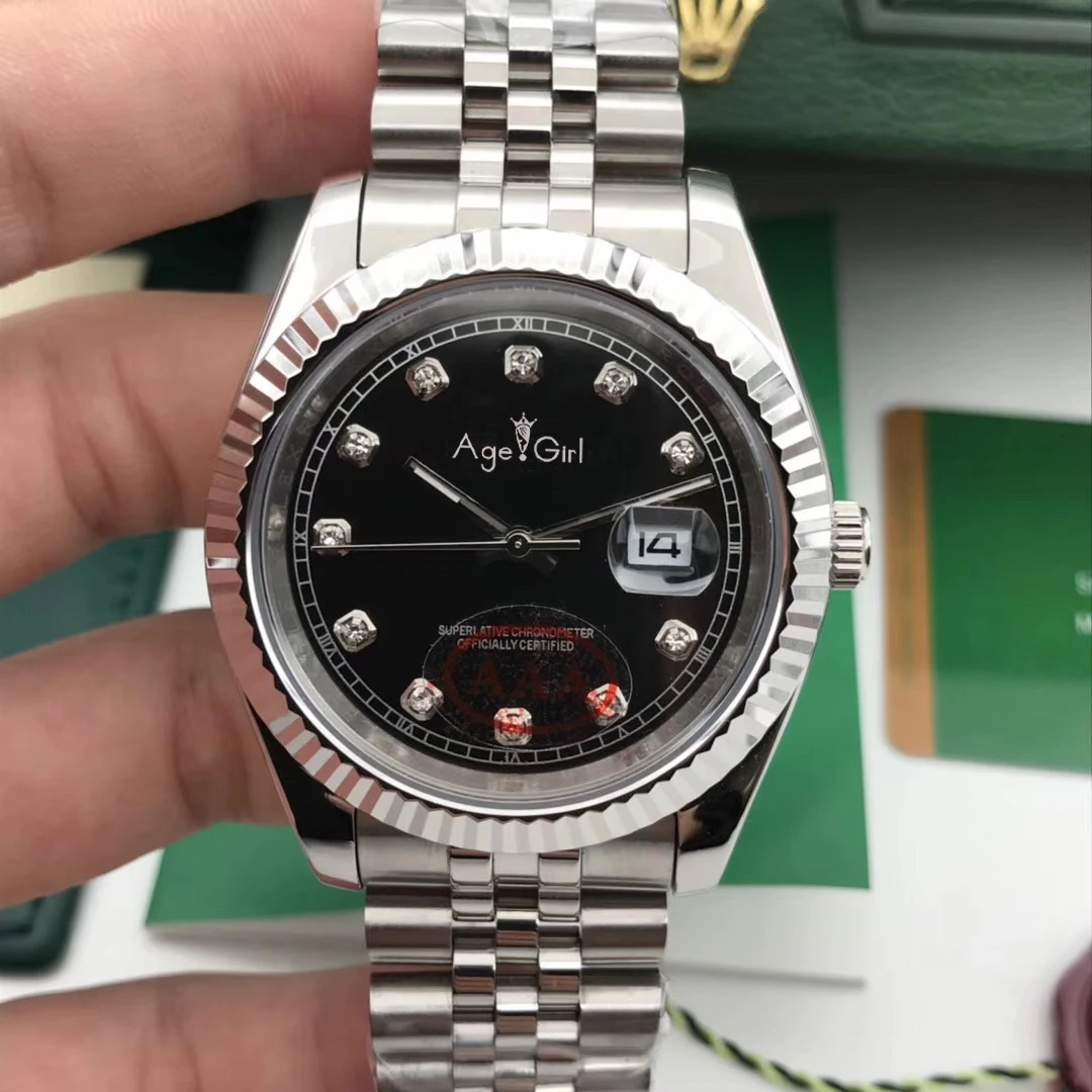 Роскошные брендовые новые мужские часы Datejust из нержавеющей стали автоматические механические сапфировое стекло черные Синие Серые ЧАСЫ 41 мм AAA - Цвет: Black Diamond